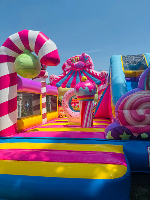 Location château gonflable Candy avec toboggan
